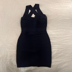 Navy Hervé Leger Bandage Dress